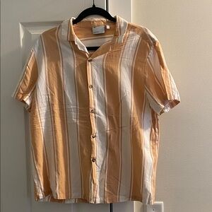 ASOS Men's Casual Button Down in Tan and White Stripes